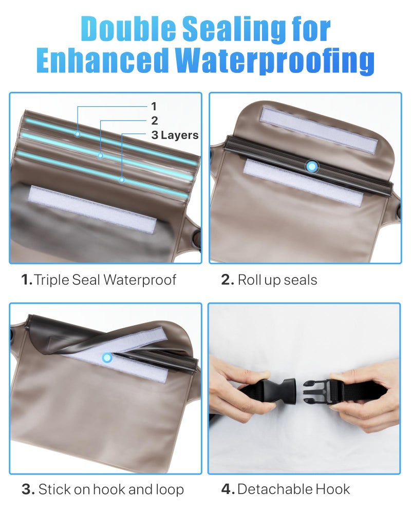 F-color Waterproof Fanny Pack - Waterproof Phone Pouch with Waist Strap - Cruise Essentials 2025 Must Haves Waterproof Pouch Dry Bag Keep Phone Valuables Safe for Beach Kayaking Boating Fishing - Image 4